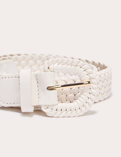 Ceinture large tress&eacute;e chin&eacute;e ecru femme