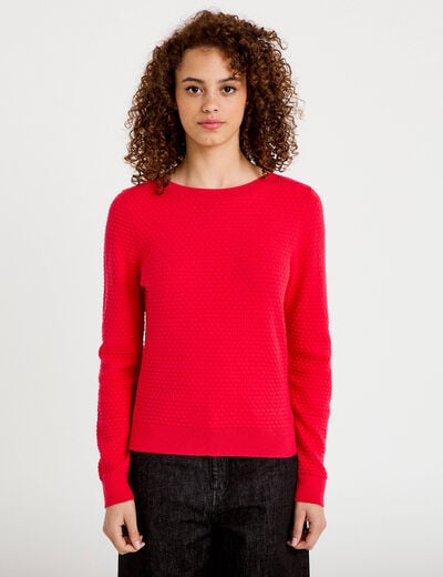 Pull col bateau rouge femme