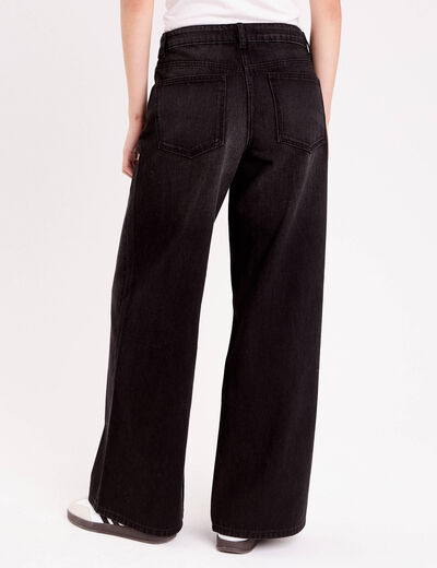 Jean wide leg taille standard denim noir femme