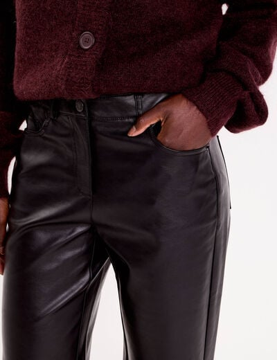 Pantalon droit similicuir noir femme