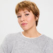 Pull col rond manches longues gris clair femme