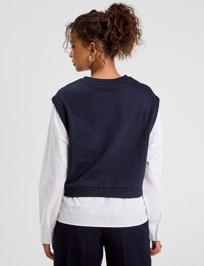 Sweat manches longues bleu marine femme