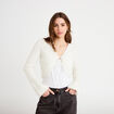 Gilet manches longues ecru femme