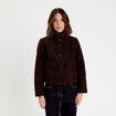 Veste col montant manches longues marron fonc&eacute; femme