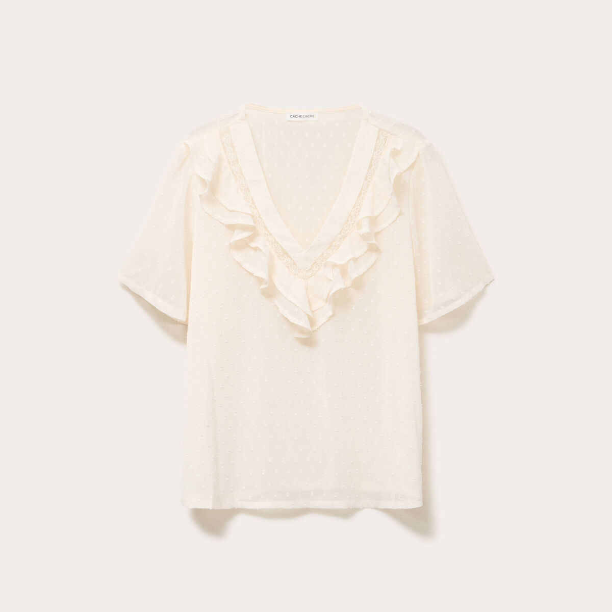 Blouse manches courtes ecru femme