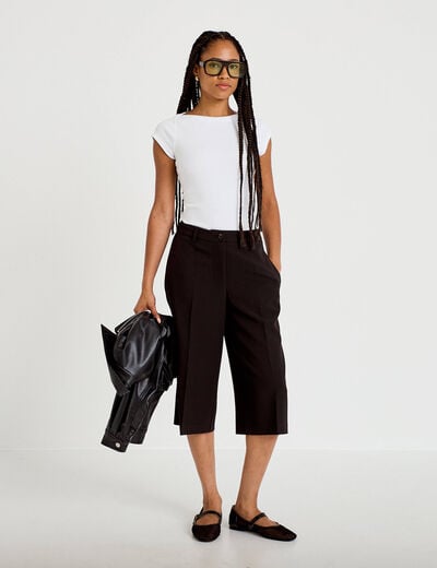 Bermuda coupe large noir femme
