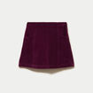 Jupe trap&egrave;ze en velours prune femme