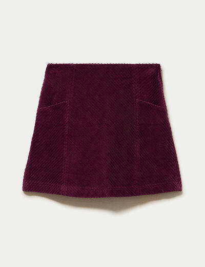 Jupe trap&egrave;ze en velours prune femme