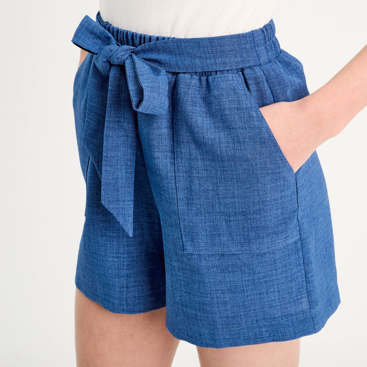 Combishort ceintur&eacute;e bleu fonc&eacute; femme