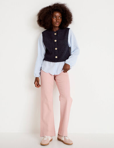 Jean bootcut taille haute rose clair femme