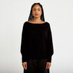 Pull oversize col bateau manches longues noir femme
