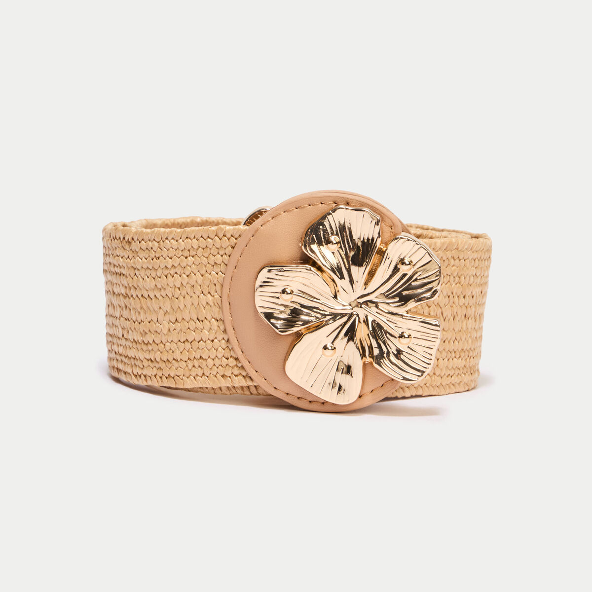 Ceinture large chin&eacute;e ecru femme