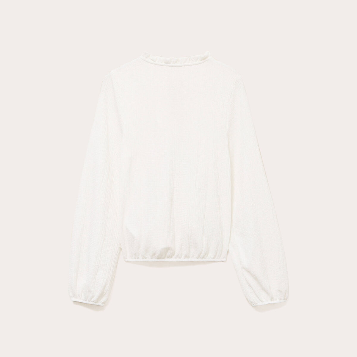 Blouse col mao bas resserr&eacute; dentelle ecru femme