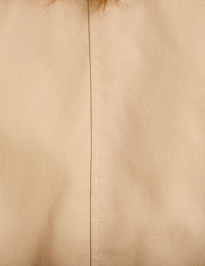 Trench droit court col tailleur sable femme
