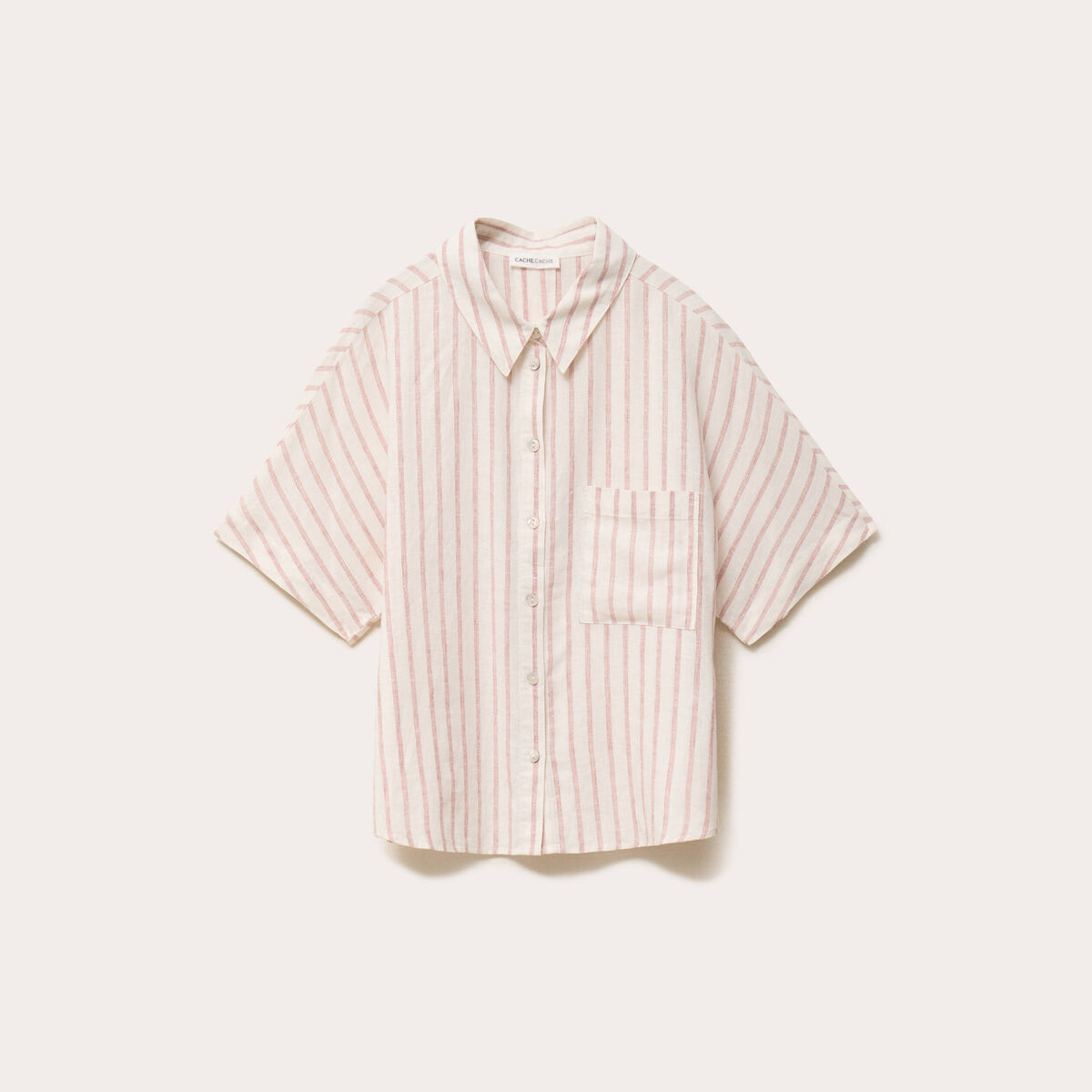 Chemise droite courte col classique blanc femme
