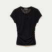 Top en dentelle col rond manches courtes noir femme