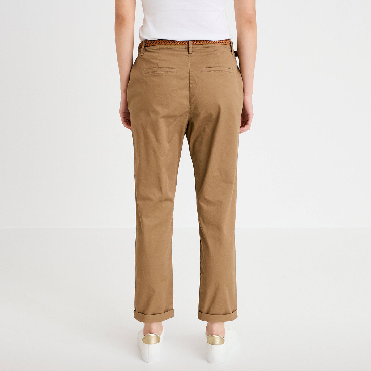 Pantalon chino 7/8&egrave;me beige femme