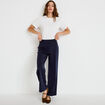 Pantalon large ventre plat bleu marine femme