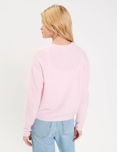 Gilet manches longues rose clair femme