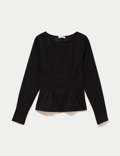 Top droit manches longues noir femme