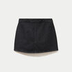 Jupe-short trap&egrave;ze en jean denim snow noir femme