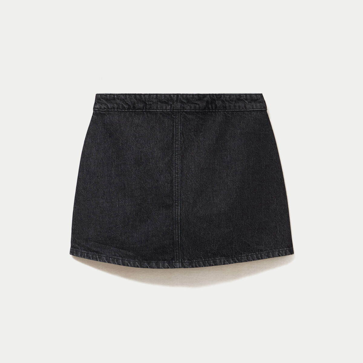 Jupe-short trap&egrave;ze en jean denim snow noir femme