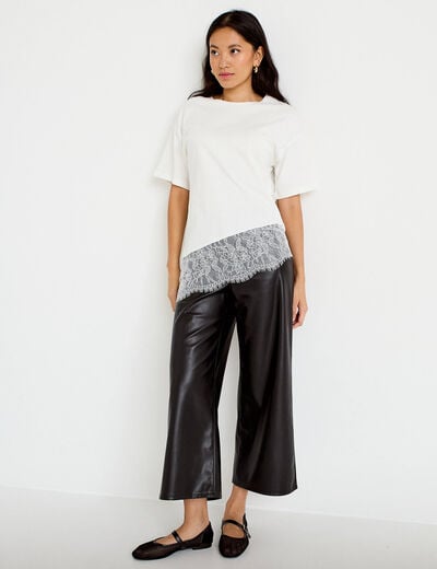 Pantalon bootcut 3/4 taille haute noir femme