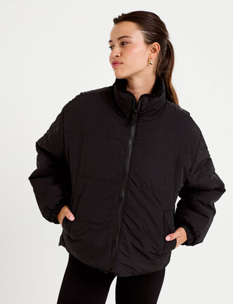 Parka r&eacute;versible effet polaire noir femme