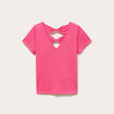 T-shirt noeuds dos rose fushia femme