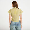 Chemise droite cropped col classique vert kaki femme
