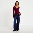 Jean bootcut ceinture amovible denim brut femme