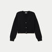 Gilet court ajust&eacute; col v manches longues noir femme
