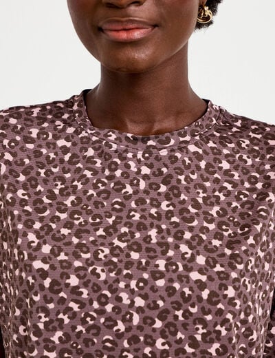 T-shirt col rond manches courtes violet femme