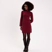 Robe manches longues col montant bordeaux femme