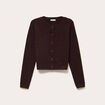 Gilet boutonn&eacute; manches longues marron fonc&eacute; femme
