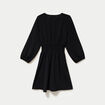 Robe &eacute;vas&eacute;e col v manches longues noir femme