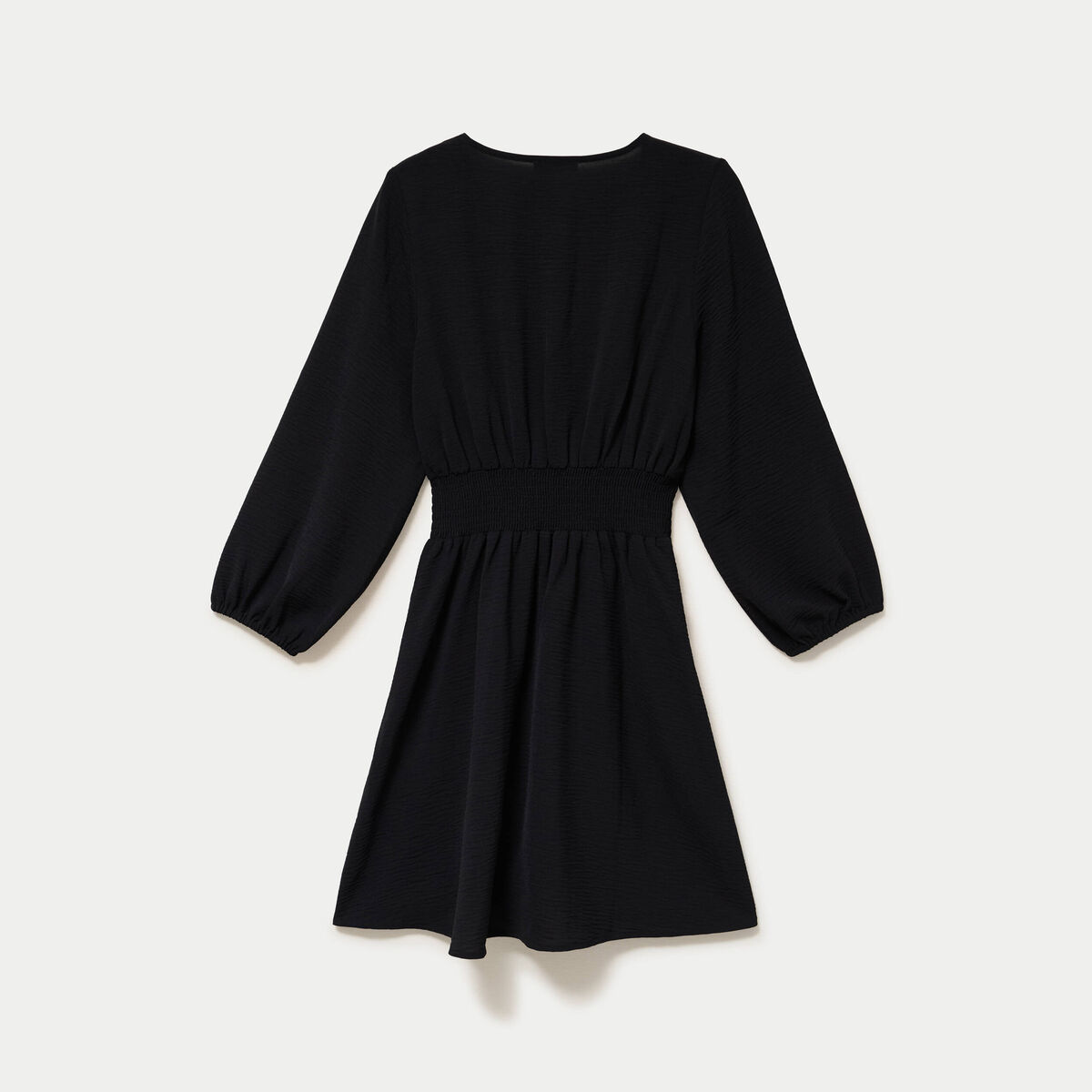 Robe &eacute;vas&eacute;e col v manches longues noir femme