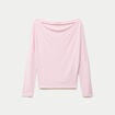 T-shirt col bateau manches longues rose clair femme