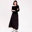 Robe longue effet 2-en-1 col bardot noir femme