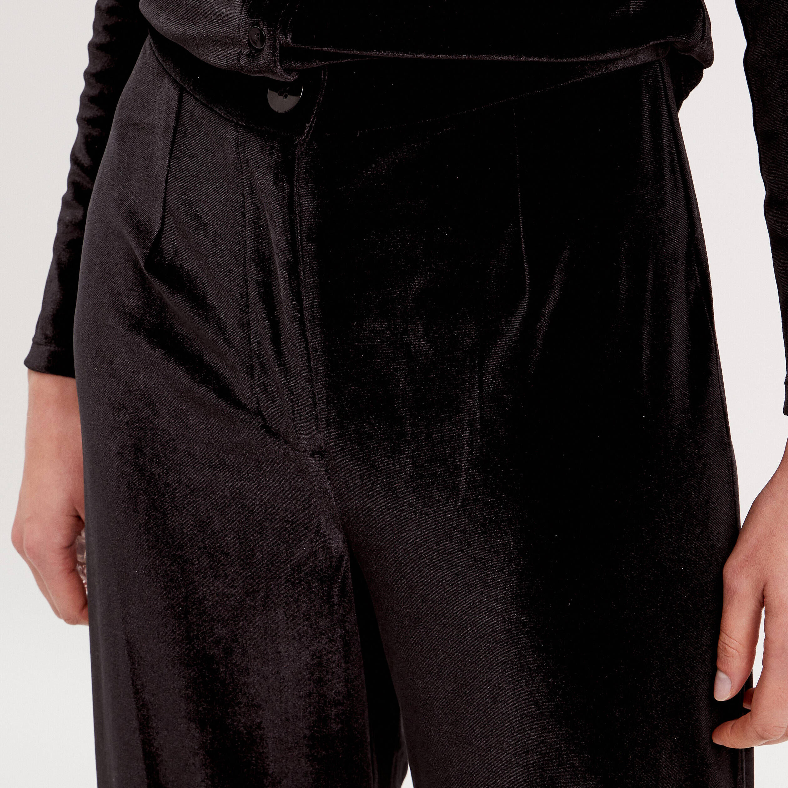 Pantalon Large Femme En Velours Froissé Noir - Marks & Spencer - Taille UK 16 (EU 44) - 13