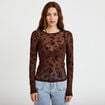 T-shirt ajust&eacute; manches longues marron cognac femme