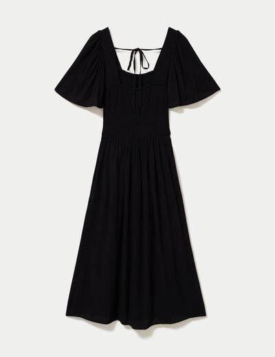 Robe &eacute;vas&eacute;e manches courtes 3/4 noir femme