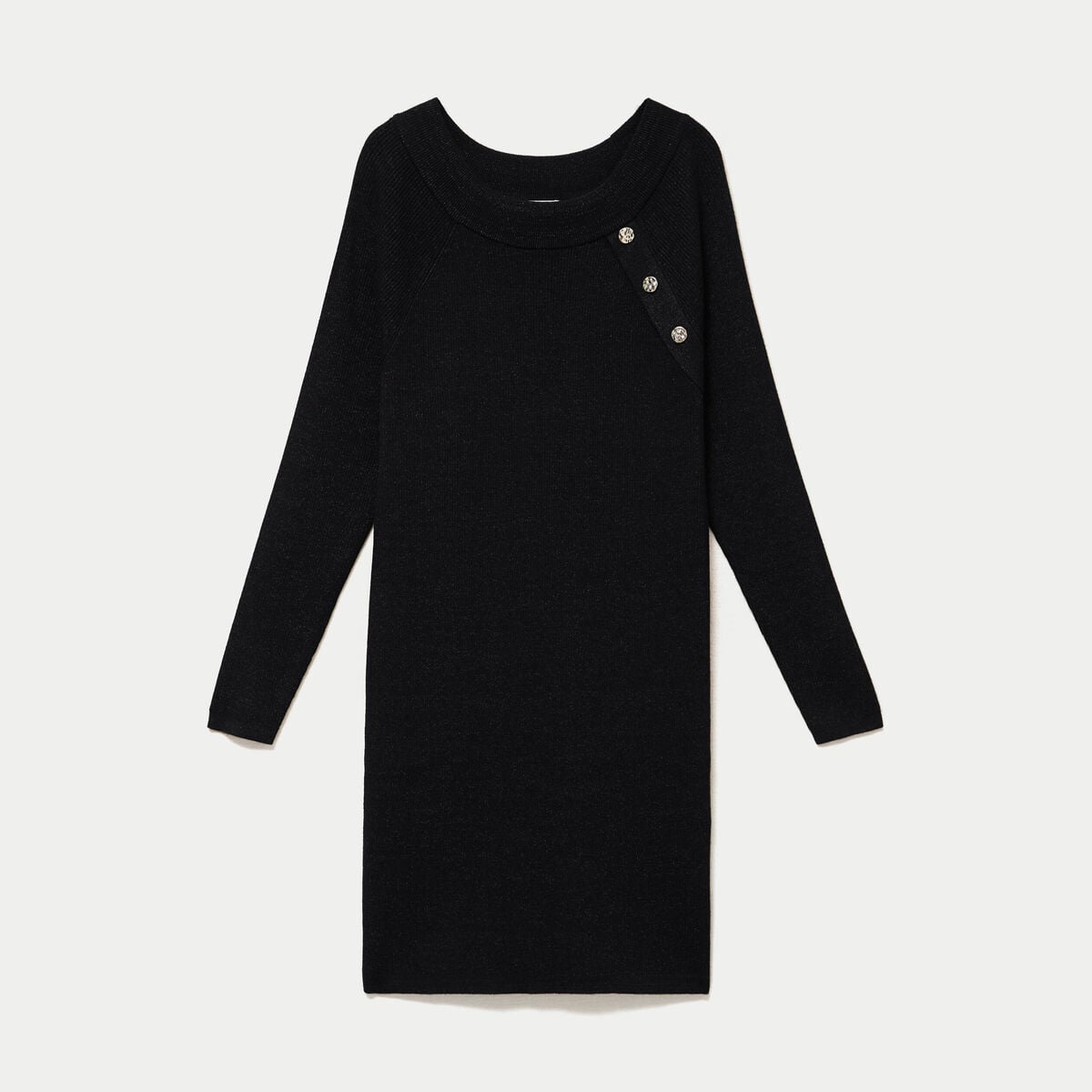 Robe pull ajust&eacute;e manches longues noir femme