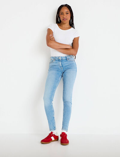 Jean skinny push-up taille standard denim bleach femme