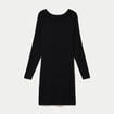 Robe pull ajust&eacute;e manches longues noir femme