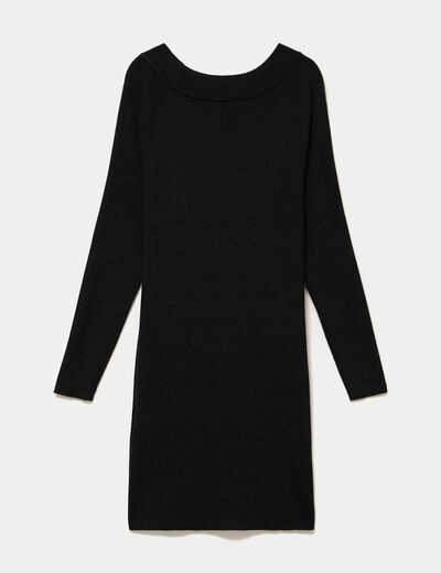 Robe pull ajust&eacute;e manches longues noir femme