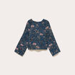 Blouse manches longues encolure bateau bleu p&eacute;trole femme