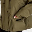Veste courte bas resserr&eacute; &agrave; capuche vert kaki femme