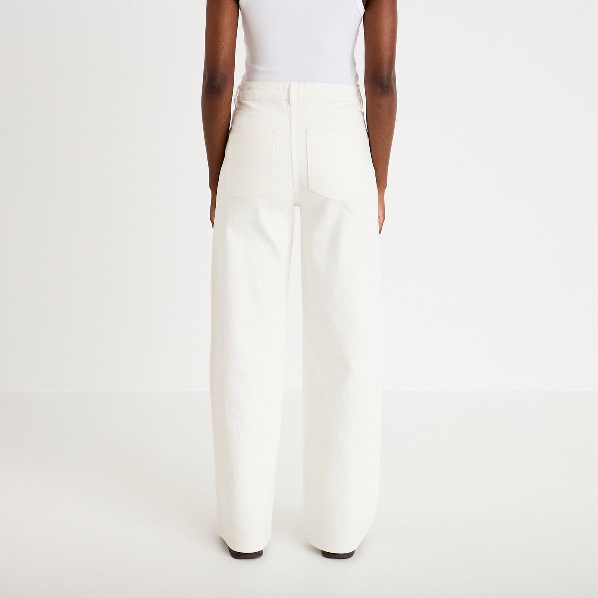 Jeans wide leg taille haute denim blanc femme
