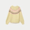 Pull col rond manches longues jaune clair femme
